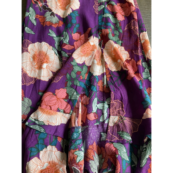 Band of the Free Floral Puff Sleeve Midi Dress Black Multi Size Small NWT Boho - Picture 9 of 9